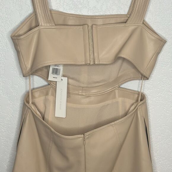 NWT Jonathan SIMKHAI Vegan Leather Mini Dress Vanilla Cutouts Size 12 - Picture 7 of 13